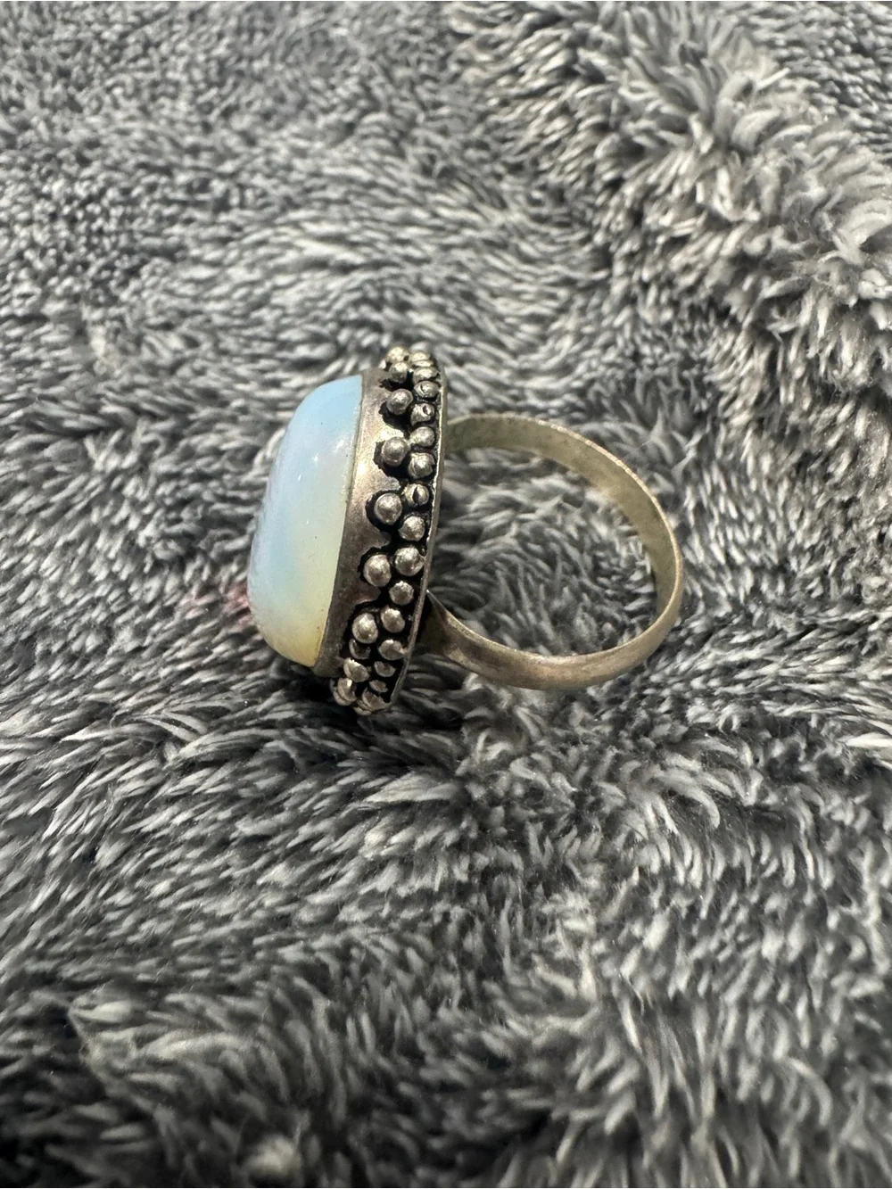 Opal-Effect Statement Ring in Opalescent Blue